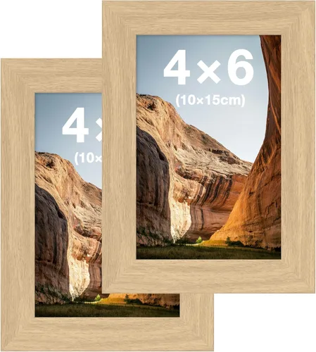 Miniatura 77 de FrameWorks Marcos de fotos clásicos de madera 4 x 6 con vidrio templado, roble natural, paquete de 6 Roble natural-6