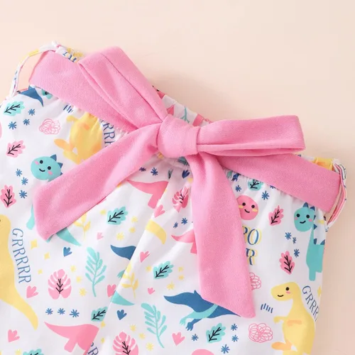Miniatura 3 de Conjunto de 2 piezas para niña, camisa y pantalones cortos con cinturón, ropa de verano de 2 a 7 años