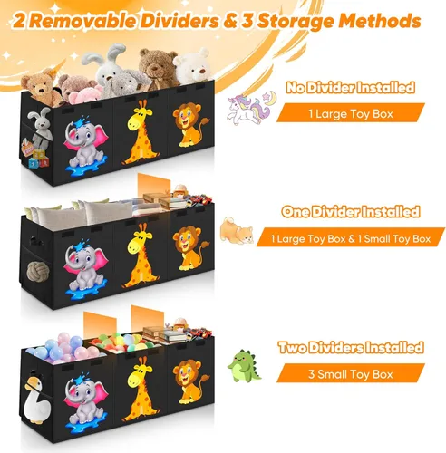 Miniatura 6 de Mabahoo Caja de Juguetes Extra Grande, Organizador de Almacenamiento Plegable con Tapas, Caja de Juguetes de Animales Lindos para Niños y Niñas