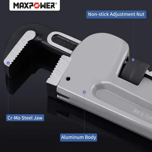Miniatura 6 de MAXPOWER Llave de tubo de 24 pulgadas Llave de tubo recta de aluminio Llave de plomería de 24 pulgadas para trabajo pesado