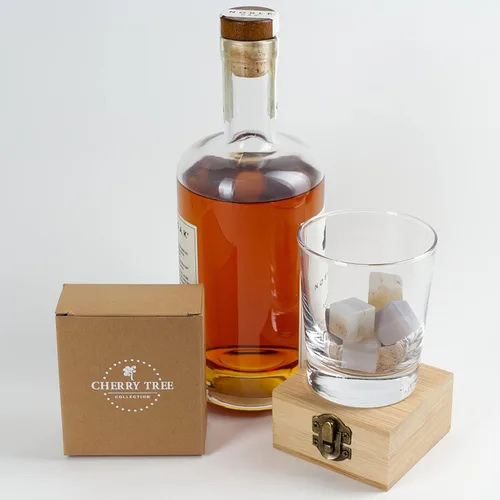 Miniatura 2 de Cherry Tree Collection El Piedras de whisky Piedras de infusión de agua de cristal Piedras preciosas naturales Juego de 6 Ágata de Botswana