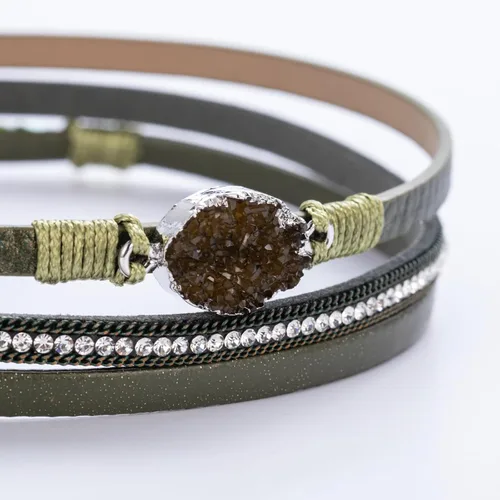 Miniatura 119 de FANCY SHINY - Pulsera de cuero estilo bohemio, pulsera de cuentas de cristal con cierre magnético, regalos de joyería para mujer