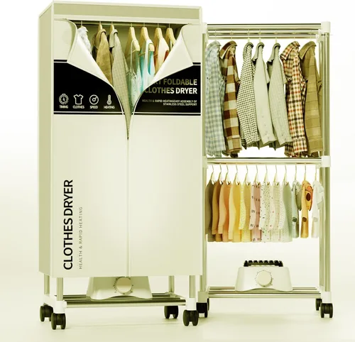 Secadora de ropa, secadora portátil con temporizador, armario de secado de ropa de 60 pulgadas con gran capacidad, secadora eléctrica/estante para