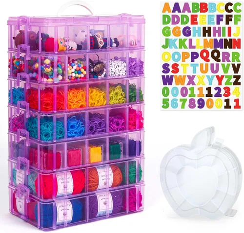 Miniatura 8 de INSCRAFT - Contenedor apilable de almacenamiento de 7 capas, 70 compartimentos ajustables (Azul) Contenedor apilable de almacenamiento, perfecto