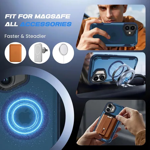 Miniatura 4 de DEERLAMN Funda magnética a prueba de golpes para iPhone 16 de 6.1 pulgadas, [compatible con MagSafe] [protección contra caídas de grado militar] 2