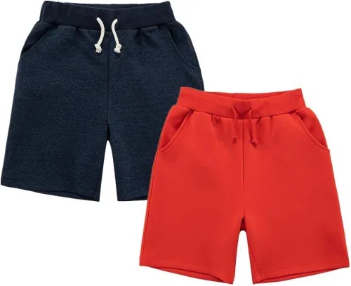 UNCOO - Paquete de 2 pantalones cortos deportivos de tela deportiva saludable para niños (edad 3-12 años)