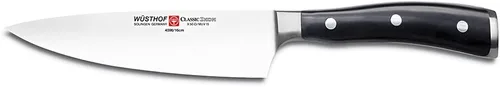 Cuchillo clásico de cocinero Wusthof de Ikon., 6 pulgadas, Negro