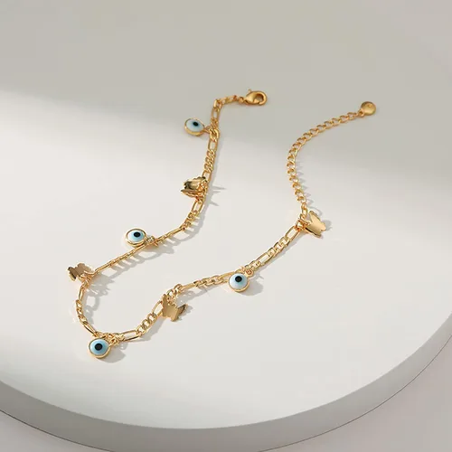 Miniatura 9 de Tobillera para mujer, chapada en oro de 18 quilates, tobillera con dije de oro, impermeable, para verano, playa, cadena de pie, joyería para regalos