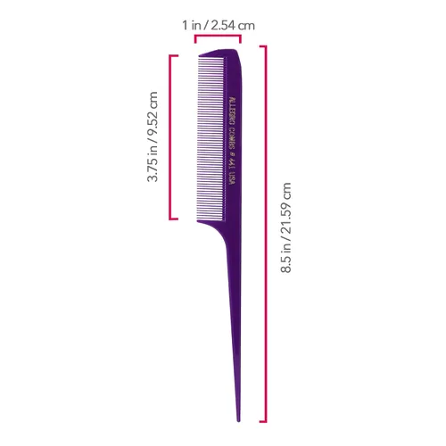 Miniatura 3 de Allegro Combs Peines de cola de rata de 441. 8.5 pulgadas para trenzar o separar dientes finos de cola de rata, juego de peines para peinar