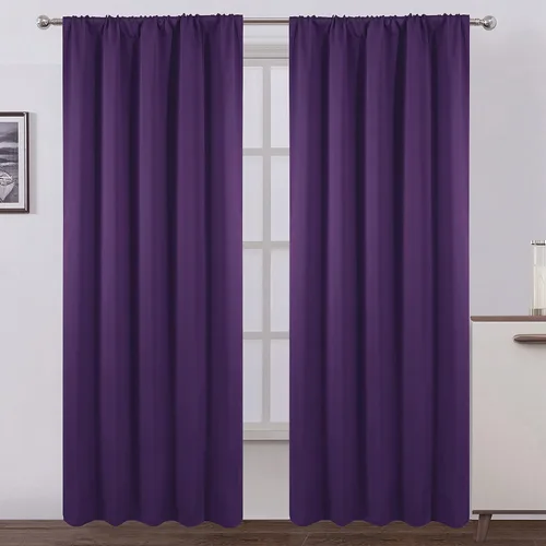 Miniatura 95 de LEMOMO Cortinas opacas negras para cocina, 42 x 45 pulgadas, juego de 2 paneles de cortinas opacas con bolsillo para cortinero para ventana pequeña