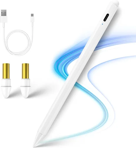 Lápiz capacitivo para iPad de 6ª/7ª/8ª/9ª/10ª generación con rechazo de palma, recargable tipo C, punta fina de 0.069 pulgadas, compatible con Apple