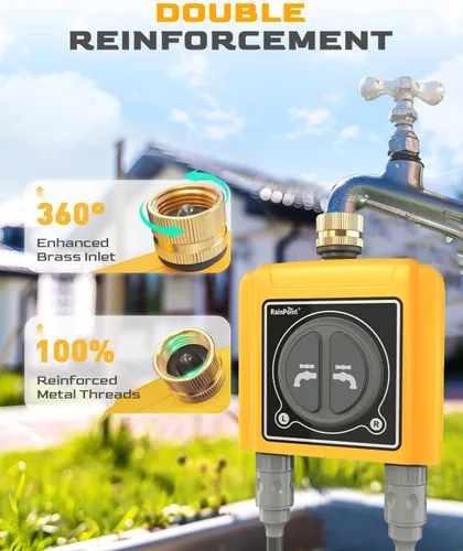 Miniatura 2 de RAINPOINT Temporizador de agua WiFi con entrada de latón, temporizador de rociador de 2 salidas, controlador automático del sistema de riego