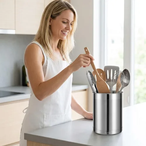 Miniatura 6 de KSENDALO Organizador de utensilios de cocina para encimera de cocina, recipiente de utensilios de cocina de 6.6 pulgadas de metal, organizador