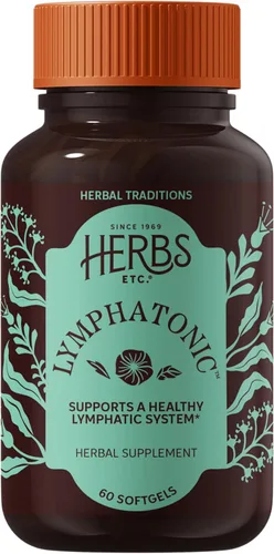 Herbs Etc. Cápsulas blandas linfáticas, suplemento de hierbas para apoyo linfático y desintoxicación, raíz de bardana y raíz roja, apoyo