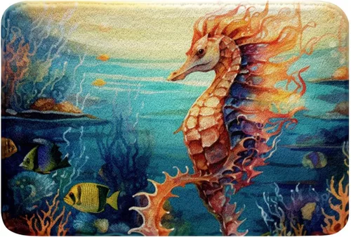 Miniatura 22 de Erosebridal Lighthouse - Juego de alfombras de baño, alfombra de baño náutica con olas del océano y mar, alfombra de baño verde azulado marino