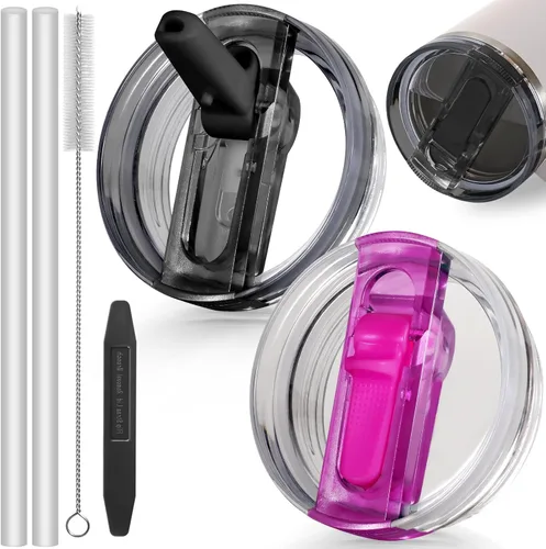 Miniatura 42 de 14 oz Tapa con popote abatible de repuesto para accesorios de vaso Stanley, 2 tapas antiderrames a prueba de derrames para vasos Stanley de 14 oz