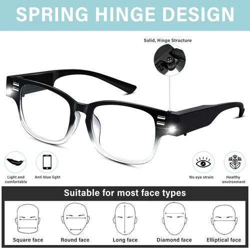 Miniatura 2 de Lupas con Luz Gafas de Lectura Lectores LED Brillantes con Luces Incorporadas Gafas con Luces y Lupa para Hombres Mujeres Gafas Lupa Iluminada Gafas