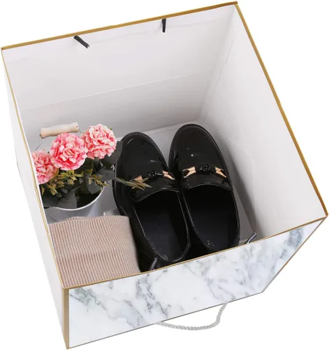Miniatura 4 de Bolsa de regalo extragrande de mármol superior, bolsa de regalo gigante cuadrada de 11.8 pulgadas, bolsas de regalo de boda XL de gran tamaño, 1 x