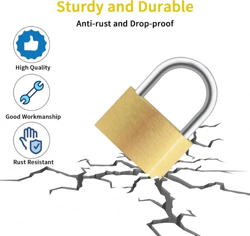 Miniatura 5 de Lockwise 4 candados pequeños, candado con llave de latón macizo con llave, cerraduras con 12 mismas llaves, cerradura de casillero de gimnasio