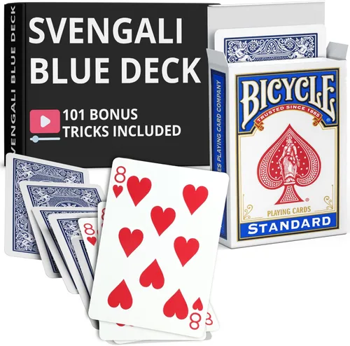 Miniatura 48 de Ted's Sterling Magic Precision Blue Rider Back Bicicleta Svengali Deck con instrucciones para más de 100 trucos (2 de clubes)