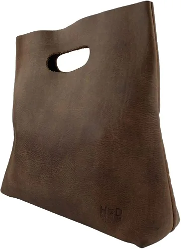 Miniatura 3 de Hide & Drink, Bolso minimalista hecho a mano de cuero de grano completo y piel de oveja