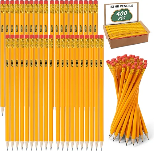 Miniatura 7 de IKAYAS Paquete de 800 lápices HB #2 a granel, lápices afilados amarillos con borradores para niños, 2 lápices preafilados para suministros