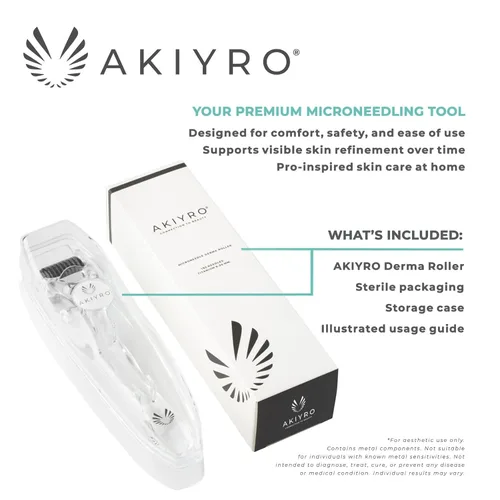 Miniatura 6 de AKIYRO Derma Roller 0.012 in - Rodillo de microagujas con estuche de almacenamiento - 192 microagujas dérmicas herramienta para cara, barba, cuero