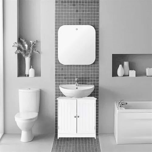 Miniatura 2 de Ochine Armario de almacenamiento con pedestal debajo del fregadero con 2 puertas y estante, armario de almacenamiento moderno para baño, organizador