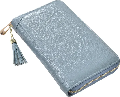 Miniatura 7 de Easyoulife - Monedero de cuero con cremallera, billetera portatarjetas para mujer, bloqueo RFID