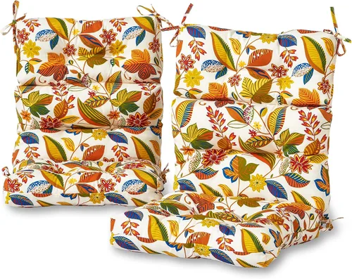 Miniatura 70 de Cojines para silla de respaldo alto para exteriores, diseño de asiento y respaldo con bisagras de una pieza, reversibles con 4 lazos, tela