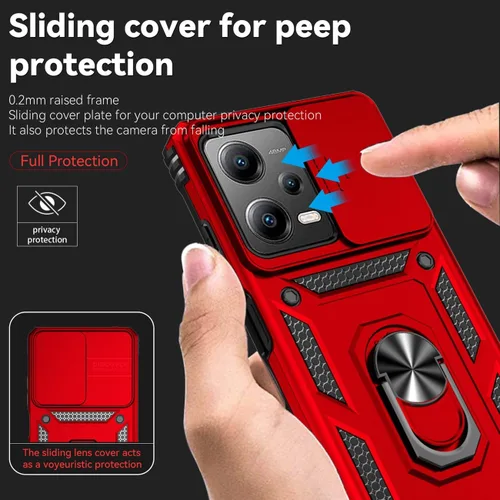 Miniatura 2 de Funda para Redmi Note 12 Pro, Poco X5 Pro con protector de pantalla de vidrio templado y cubierta de cámara deslizante, anillo magnético soporte