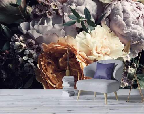 Miniatura 14 de Reyhui - Papel tapiz con imagen de bosque, flores y camino en mural de pared para dormitorio, sala de estar, fondo de TV, sofá