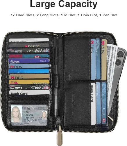 Miniatura 2 de Chelmon - Monedero para mujer de cuero genuino con bloqueo de señal RFID, para tarjetas de crédito