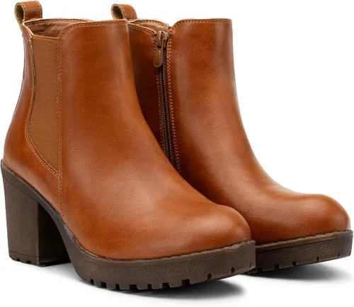 Miniatura 7 de Vepose Botines de moda para mujer, tacón bajo grueso, plataforma Chelsea para mujer