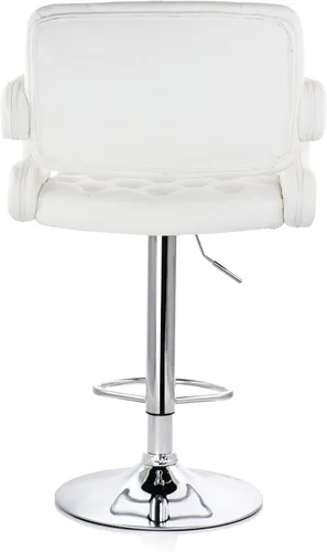 Miniatura 5 de Elama Taburete de bar moderno de piel sintética con base giratoria cromada y altura ajustable