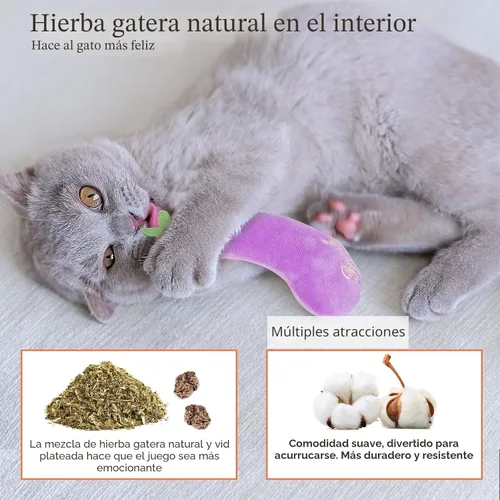 Miniatura 7 de ETEKYER Juguetes para gatos con hierba gatera, paquete de 5, juguetes de felpa para gatos de interior, gatitos, interactivos, masticables, juguetes