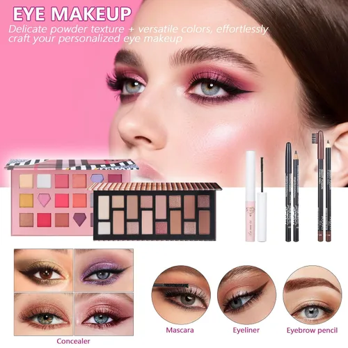 Miniatura 3 de Kit de maquillaje para niñas, juego de maquillaje para adolescentes principiantes, juego de regalo de maquillaje para mujeres con caja