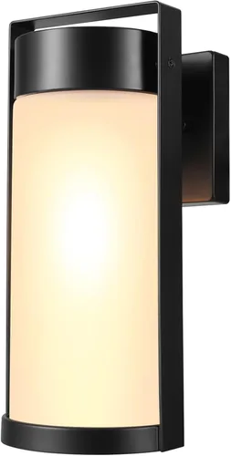 Globe Electric 60000165 candelabro de pared para exteriores con 1 luz, color negro mate, con pantalla de vidrio esmerilado