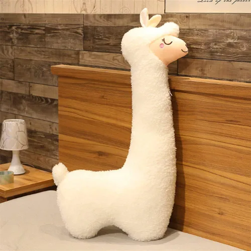 YUDONG Almohada gigante de felpa de alpaca de 29.5 pulgadas, juguetes de animales de peluche, suave y esponjosa, almohada de cuerpo largo, Blanco