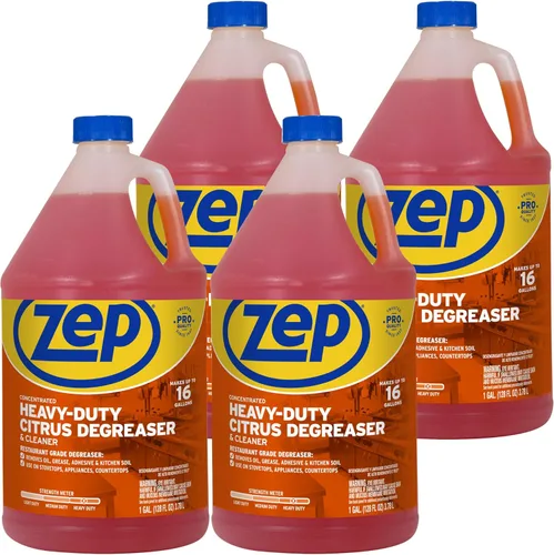 Concentrado de Limpiador Desengrasante Cítrico de Alta Eficacia Zep - 1 Galón (Caja de 4) ZUCIT128 - Desengrasante y Limpiador de Grado Restaurante