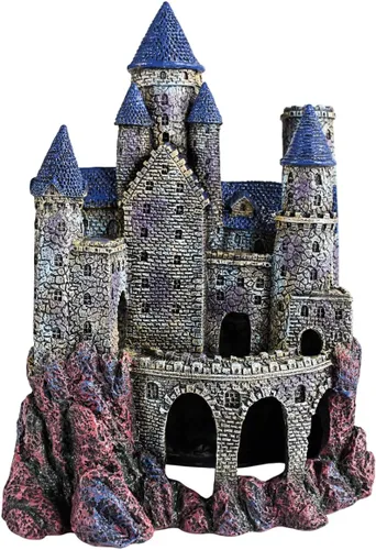 Castillo de mago para decoración de acuario Penn Plax pintado a mano con detalles realistas de 10 pulgadas de altura