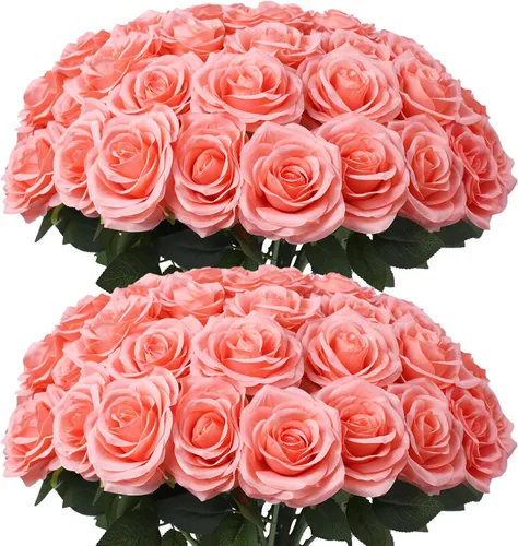 Miniatura 25 de LVEFIT 12 rosas artificiales de seda de color naranja quemado, ramo de rosas de seda de tallo largo para bodas, despedidas de soltera, fiestas