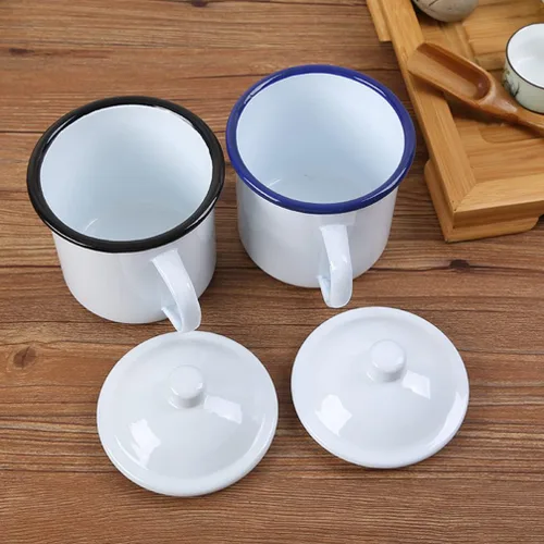 Miniatura 6 de YARDWE Taza de té de esmalte tazas para beber: 2 unids tazas de café retro chino taza de agua de leche de vino bebida vintage para oficina en casa