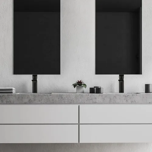 Miniatura 7 de VOTON - Grifo de lavabo negro para recipiente, monomando de una sola perforación, alto para baño, mezclador para lavabo de RV, de latón macizo, 1.2