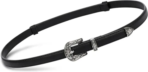 Miniatura 18 de SUOSDEY Cinturones ajustados occidentales de moda para mujer, cinturón de cuero ajustable para vestidos con hebilla vintage