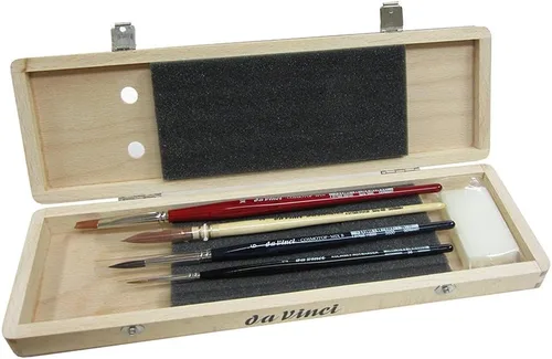 Miniatura 14 de da Vinci Brushes 4250DV - Juego de pinceles para acuarela, tamaño 2, tamaño inclinado 10, ovalado tamaño 12, negro 3