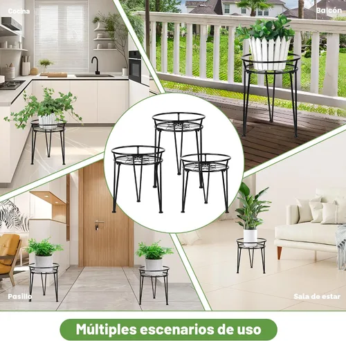 Miniatura 6 de Soporte de metal para plantas, soporte para plantas interiores y exteriores, flores metálicas inoxidables, soportes para plantas urbanas y rústicas