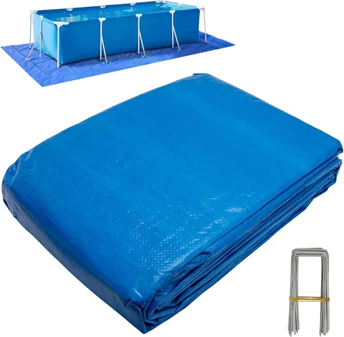 Miniatura 8 de codree Paños de tierra de piscina de 11 x 7.8 pies, rectangular, impermeable, de polietileno, para proteger la piscina sobre el suelo, evita