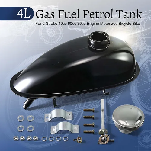 Miniatura 2 de 4L Reemplazo de Tanque de Combustible de Gasolina para Bicicleta Motorizada de 49 cc, 60 cc, 80 cc