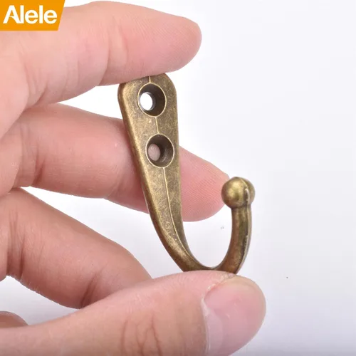 Miniatura 2 de Alele 12 ganchos de pared de latón, colgador de gancho de una sola punta, ganchos para toallas de bata, zinc fundido